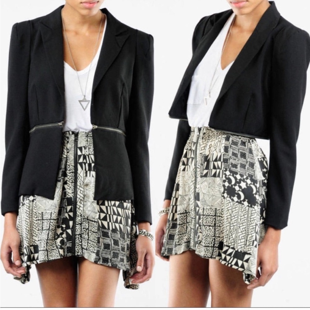 MINKPINK Black 2-way Zip Jacket Blazer